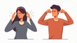© Darya - Illustration of a young quarrel couple love fight relationship in trouble. Different people are emotion angry