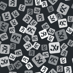 Sticker - Grey Speaker mute icon isolated seamless pattern on black background. No sound icon. Volume Off symbol. Vector