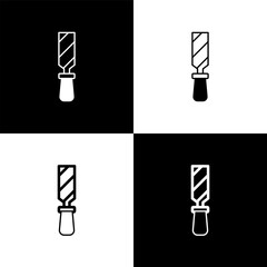 Canvas Print - Set Rasp metal file icon isolated on black and white background. Rasp for working with wood and metal. Tool for workbench, workshop. Vector