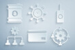 Set Credit card, Remote control, Lead management, Outsourcing concept, Clock and gear and Barrel oil icon. Vector