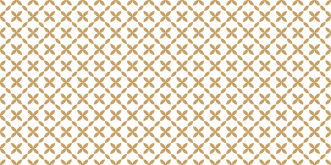 Wall Mural - Elegant seamless pattern of gold flowers form in square rhombus for luxurious fabric, wallpaper, or gift wrap.