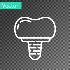 Poster - White line Dental implant icon isolated on transparent background. Vector