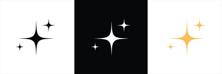 sparkles icon set in flat style. stars, bursts, twinkling stars simple black style symbol sign for a