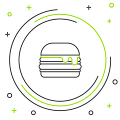 Wall Mural - Line Burger icon isolated on white background. Hamburger icon. Cheeseburger sandwich sign. Fast food menu. Colorful outline concept. Vector