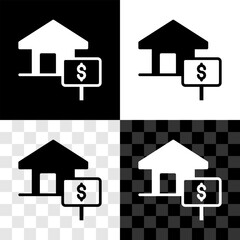 Sticker - Set House with dollar symbol icon isolated on black and white, transparent background. Home and money. Real estate concept. Vector