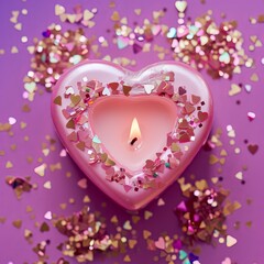 Canvas Print - heart shaped candle.