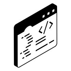 html standard markup language for documents designed isometric concept, online code editor vector outline icon, Webdesign and Development symbol, user interface or graphic sign, website engineering