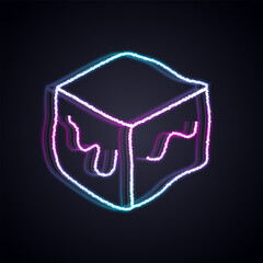 Wall Mural - glowing neon line isometric cube icon isolated on black background. geometric cubes solid icon. 3d s