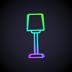 Wall Mural - Glowing neon line Table lamp icon isolated on black background. Vector