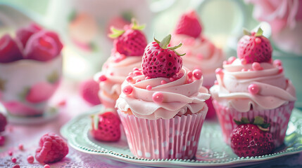 Wall Mural - cupcake with frosting and sprinkles