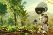 © chartchai - The animated AI mascot plants a tree, symbolizing the integration of technology and environmental conservation. by AI generated image