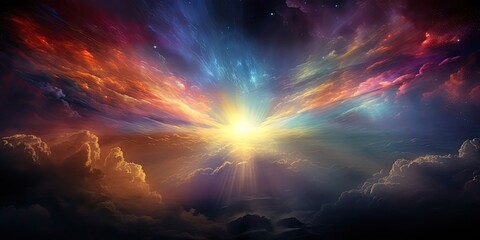 Wall Mural - colorful sky with clouds and stars generative ai
