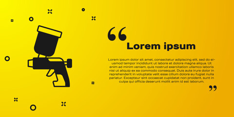 Sticker - Black Paint spray gun icon isolated on yellow background. Vector