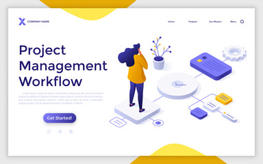 modern isometric landing page template. vector illustration