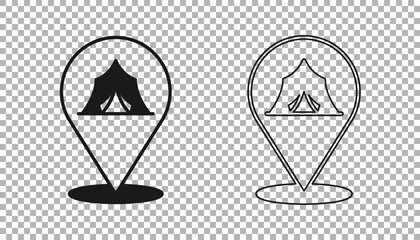 Sticker - Black Circus tent icon isolated on transparent background. Carnival camping tent. Amusement park. Vector