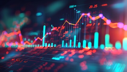 Poster - Visualizing Sector-Specific Economic Growth, Graphs Illustrating Upward Trends and Positive Market Momentum