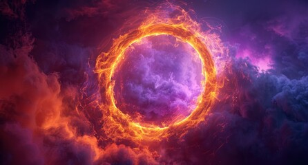 abstract circular light cloud in dark sky