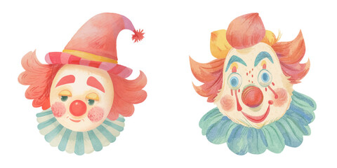 scary clown watercolour vector illustration