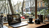 Fototapeta Londyn - Versatile Virtual Workspace Laptop High-Resolution Photography in Varied Settings