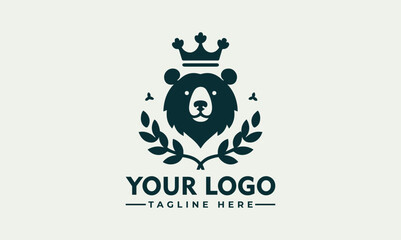 Poster - Simple Bear vector logo design Vintage Bears Crown Flower logo Vector design for Bear Lover