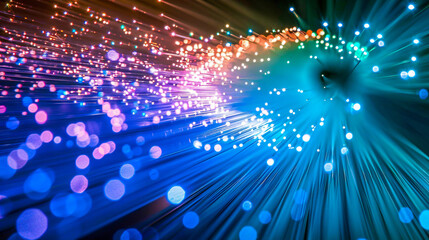 Abstract Technology Fiber Optic Cables, Connecting the Future, Network of Digital Communication