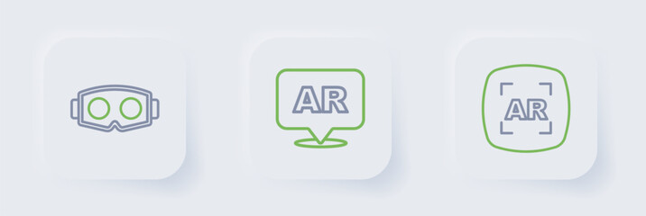 Canvas Print - Set line Augmented reality AR, and Virtual glasses icon. Vector