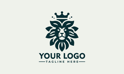 Wall Mural - Lion logo Vector design Lion Crown Flower logo Lion for Business Identity