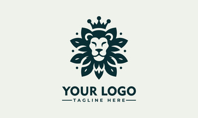 Wall Mural - Lion logo Vector design Lion Crown Flower logo Lion for Business Identity