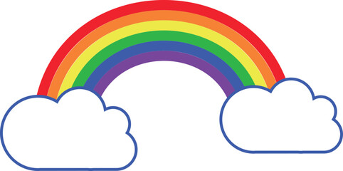 Poster - Round rainbow in cloud sky. Calm and peace symbol