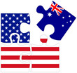 USA - Australia : puzzle shapes with flags