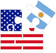 USA - Argentina : puzzle shapes with flags