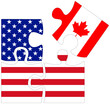 USA - Canada : puzzle shapes with flags