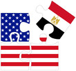 USA - Egypt : puzzle shapes with flags