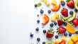 Generative AI : fresh fruits salad on white background