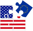 USA - EU : puzzle shapes with flags