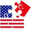 USA - Turkey : puzzle shapes with flags