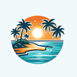 Fototapeta Pokój dzieciecy - Vector beach island landscape vector illustration logo design
