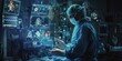© ParinApril - Surgeon with a virtual display of medical data and icons