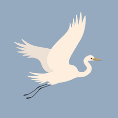 Wall Mural - Stork flying. Cute bird illustration. Vector illustration for prints, clothing, packaging, stickers.