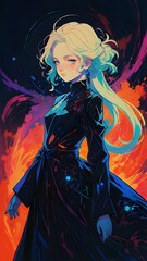 Wall Mural - anime girl in a black dress