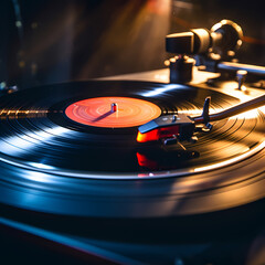 Canvas Print - Close-up of a vinyl record spinning.