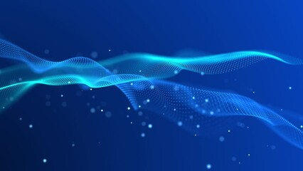 Wall Mural - abstract bright wave of glowing particles. the flow of musical sounds. big data visualization. 3d re