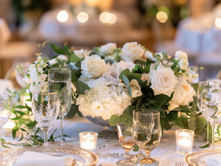 wedding table setting with flowers