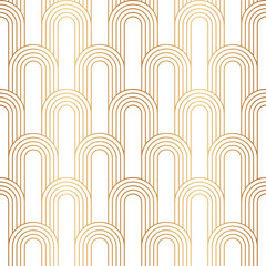 Wall Mural - arc seamless pattern. repeating circle arch. gold art deco. golden background. repeated geometric de