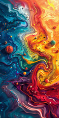 Wall Mural - Close-Up Earth in Vibrant Pop Surrealist Style with Solar Storm Gen AI