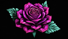 Purple Painted Rose On A Black Background