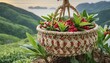 basket with berries,The durability and care needed for a basket depend on its material. Natural fiber baskets may need protection from moisture and sunlight to prevent damage,