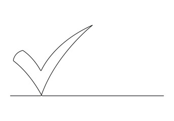 Wall Mural - Simple continuous one line drawing of check mark. Vector illustration.