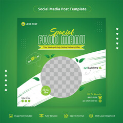 Wall Mural - Food menu and restaurant Facebook Cover Banner Template