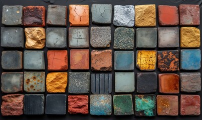 Wall Mural - abstract background texture made of colored stone tiles.